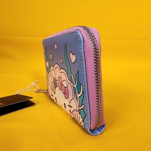 Loungefly Sanrio Hello Kitty Mermaid Metallic Iridescent Blue Zip Wallet NEW - Picture 7 of 13